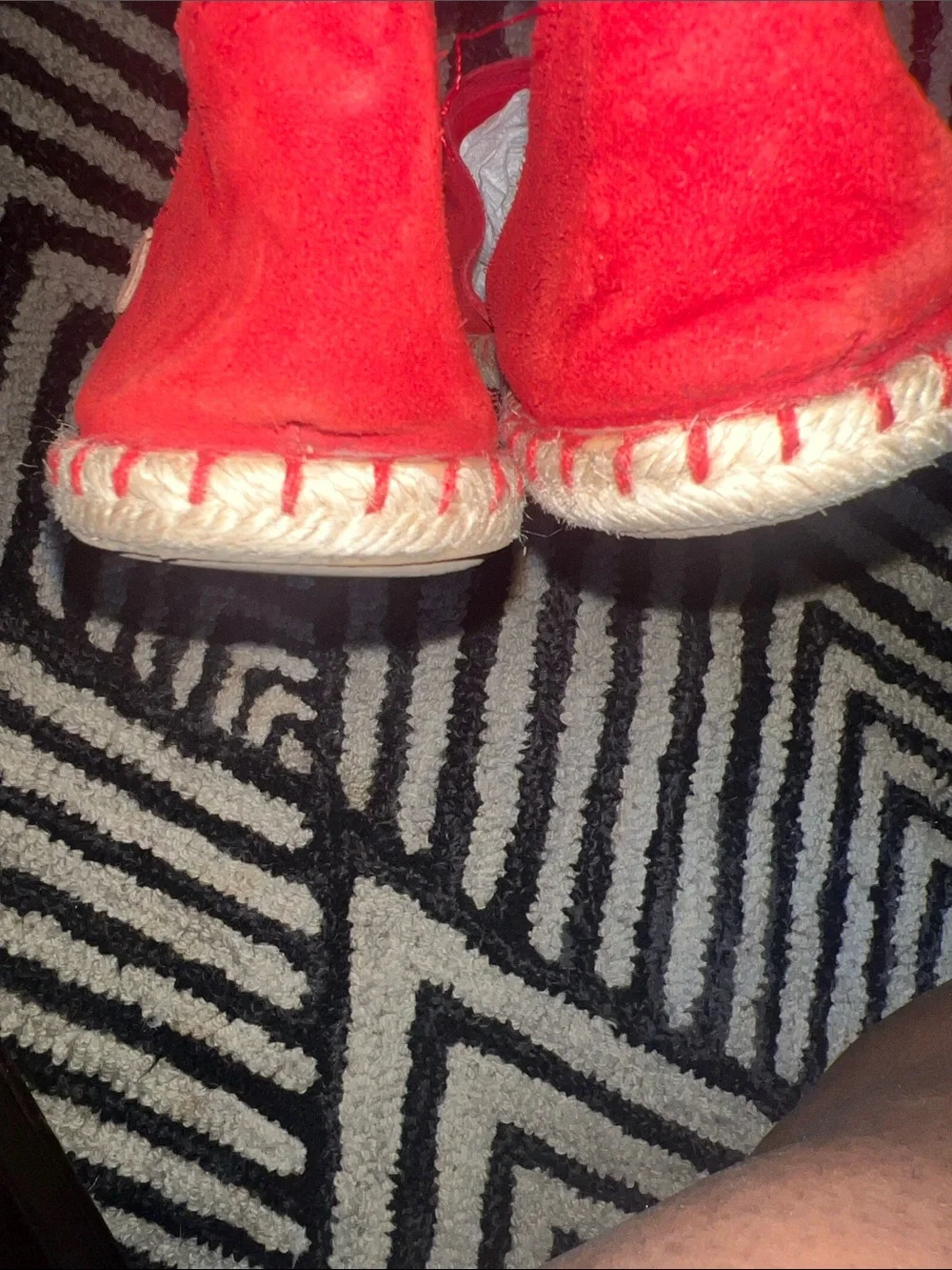 Red Suede Espadrille Slip-Ons